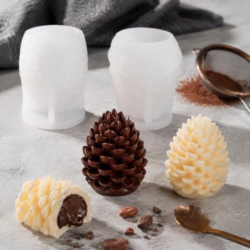 2 Pack Christmas 3D Pinecone Silicone Candle Molds