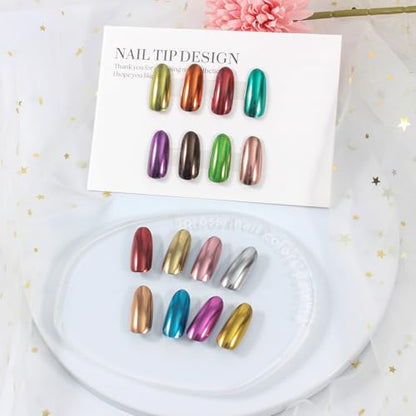 16 Jars Chrome Nail Pearl Powder Silver and Gold Mirror Iridescent Aurora Metallic Nail Pigment Pearlescent Mermaid Pigment Pearl Dust Kit (16 Count)