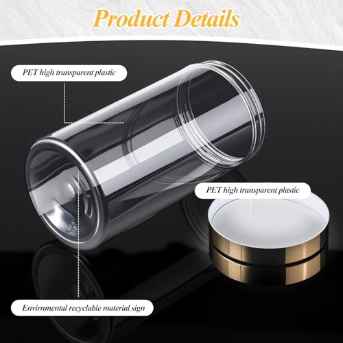 12 Pack 32 oz Plastic Container Jars with Lids Round Clear Travel Cosmetic Container Slime Jars for Toiletries (12 Count)
