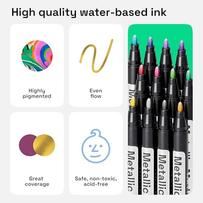 Metallic Acrylic Paint Markers (12 Count)