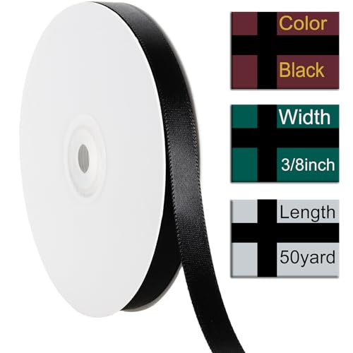 3 8 Inch Black Ribbon 50Yards