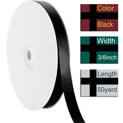 3 8 Inch Black Ribbon 50Yards