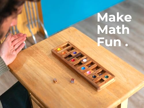 Classic Shut The Box Game Wooden 12 Numbers with Math Lover Player Wood Box of Brain Teaser Puzzles Single Player Original Wood Dice and Close flip Number Board Games Adults Travel Mini Size