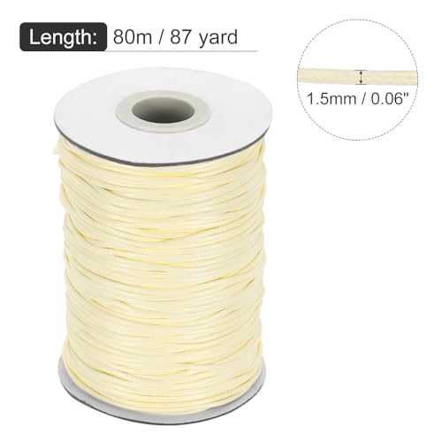 Waxed Cord 1.5mm Waxed Thread 87 Yard Wax String Leather Cord for Bracelet Making