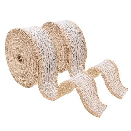 1 Inch Wide Burlap and Lace Ribbon for Crafts