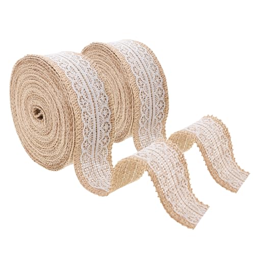 1 1 2 Inch Wide Burlap and Lace Ribbon for Crafts