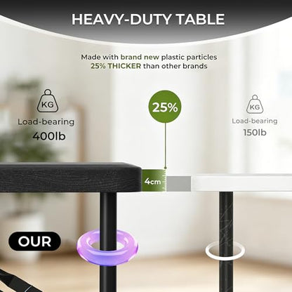 4Ft Folding Table Portable for Indoor Outdoor Wood Grain Black