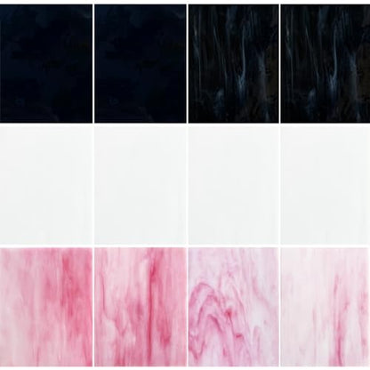 12 Sheets Black + White +Pink Stained Glass Sheets (12 Count)