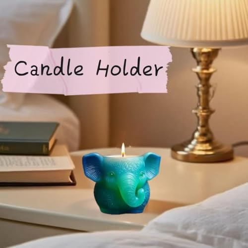 Animal Resin Molds Silicone 3D Cute Elephant Epoxy Resin Jar Plaster Candle Holder Wax Molds for Candle Making