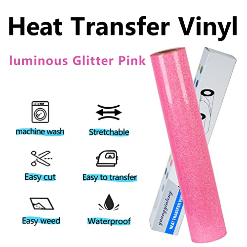 Heat Transfer Vinyl Glow Pink Glitter HTV Rolls