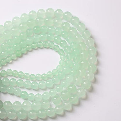 4mm 90pcs Natural Green Jade Chalcedony Beads Energy Healing Power Stone Beads for Jewelry Making Round Loose Beads DIY Bracelet 15"