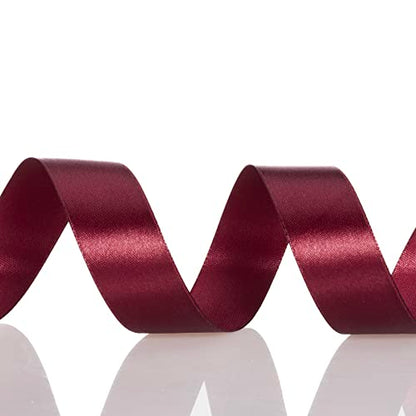 1 Inch Wine Red Solid Satin Ribbon for Gift Wrapping