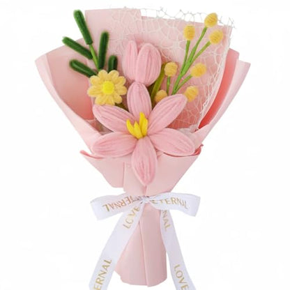 Hand Woven Flower Bouquet Finished（1pcs） for Women Girlfriend Birthday Gift Wedding Decoration Crochet Artificial Flower