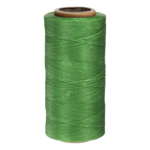 150D 0.8mm Flat Waxed Thread 284 Yards Polyester Leather Sewing Waxed String Hand Stitching Waxed Cord for Leather Stitching Sewing Bookbinding DIY Craft Green