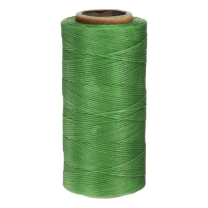 150D 0.8mm Flat Waxed Thread 284 Yards Polyester Leather Sewing Waxed String Hand Stitching Waxed Cord for Leather Stitching Sewing Bookbinding DIY Craft Green