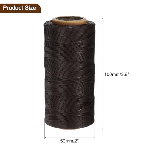 150D 0.8mm Flat Waxed Thread 284 Yards Polyester Leather Sewing Waxed String Hand Stitching Waxed Cord for Leather Stitching Sewing Bookbinding DIY Craft Dark Brown