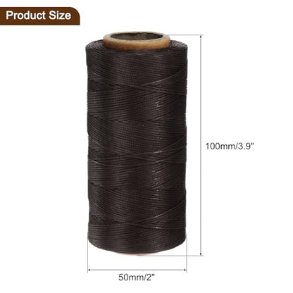 150D 0.8mm Flat Waxed Thread 284 Yards Polyester Leather Sewing Waxed String Hand Stitching Waxed Cord for Leather Stitching Sewing Bookbinding DIY Craft Dark Brown