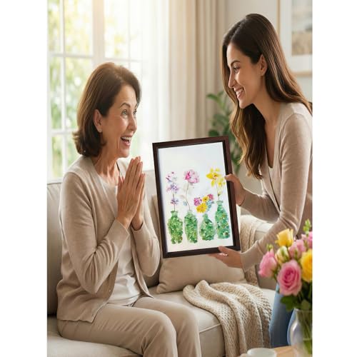 DIY Natural Crystal Mosaic Art Kit with Frame Gemstone Flower Vase Decor