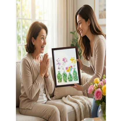 DIY Natural Crystal Mosaic Art Kit with Frame Gemstone Flower Vase Decor