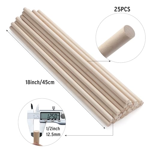 Wood Dowels Wooden Dowel Rods for Crafts (25 Count)