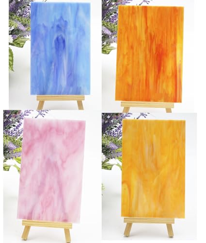 26 Sheets Colorful Vibrant Stained Glass Sheets Variety Assortment Pack (26 Count)