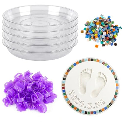 5PCS Stepping Stone Kit Includes 12in Round Cement Molds