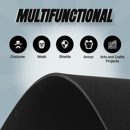 24 Ct Sheets Black EVA Cosplay Foam in 9” x 12’’ Sheets; High Density Thick Foam 85 kg