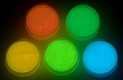 Fluorescent 5 Color Pack Glow in The Dark Pigment Powder (2.11 Ounce)