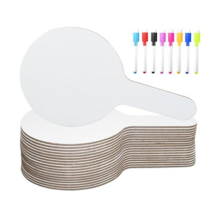 33Pcs Dry Erase Answer Paddles with Markers Thickened Handheld Double Sided Paddles Mini White Boards Small Dry Erase Signs Auction Paddles for Students Classroom Bidding Voting Games (33 Count)