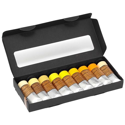 Extra Fine Professional Artist Oil Paint Set of 9 Shades of Yellow (9 Count)