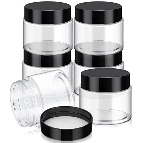 12 Pack 7 oz Plastic Container Jars with Lids Round Clear Travel Cosmetic Container Jars for Toiletries (12 Count)