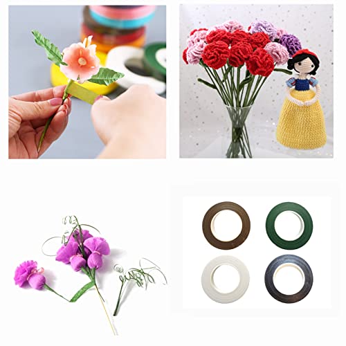 4 Rolls 1 2 Inch Floral Tapes Florist Wraps for Bouquet Stem and Flowers Making Craft Projects (360 Foot)