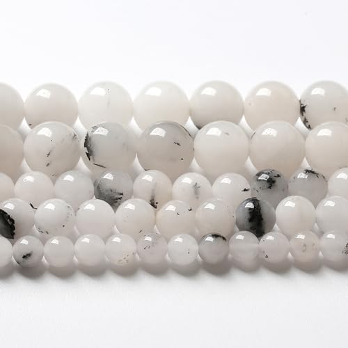 90pcs 4mm Natural Black Rutilated Quartz Crystal Jade Stone Beads for Jewelry Making Energy Healing Power Stone Beads DIY Bracelet Necklace Accessories 15"