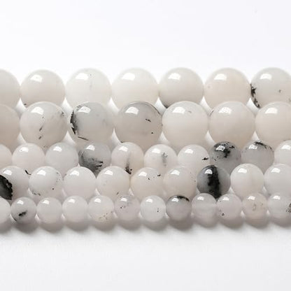 90pcs 4mm Natural Black Rutilated Quartz Crystal Jade Stone Beads for Jewelry Making Energy Healing Power Stone Beads DIY Bracelet Necklace Accessories 15"
