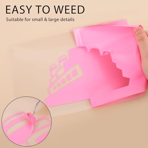 RENLITONG Pink Iron on Vinyl 12Inch by 20ft Roll Heat Transfer Vinyl for T