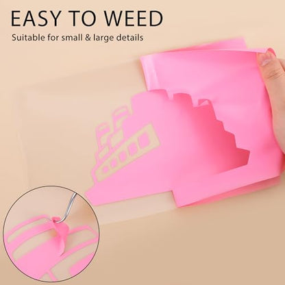 RENLITONG Pink Iron on Vinyl 12Inch by 20ft Roll Heat Transfer Vinyl for T