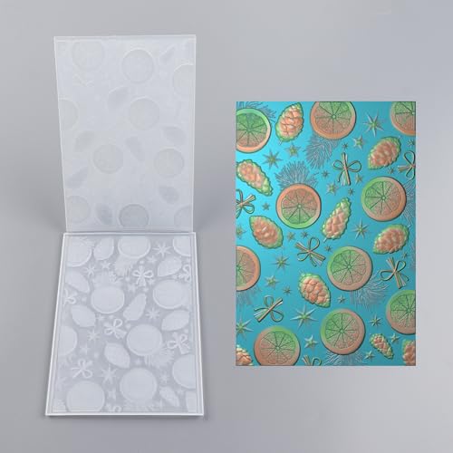 3D Christmas Theme Plastic Embossing Folders Lemon Pine Nut for DIY Scrapbooking Photo Album Card Paper Craft Decoration for Card Making