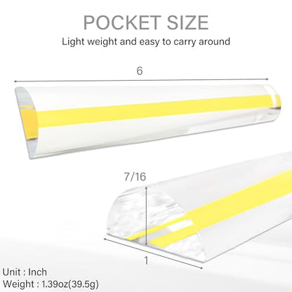 MAGDEPO 2X Bar Magnifying Ruler 6" with Guiding Line & Mini Line Magnifier with Clip for Reading Small Prints
