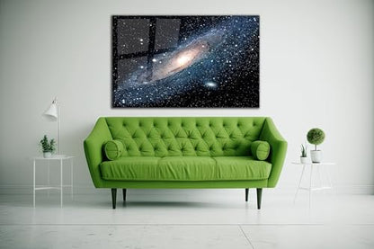 Andromeda Space Galaxy Glass Wall Art Painting for Living Room