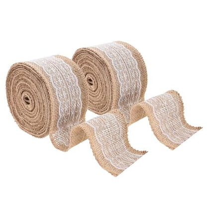 3 Inch Wide Burlap and Lace Ribbon for Crafts