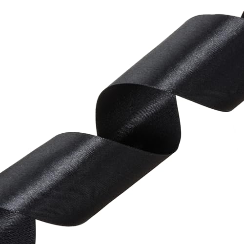 2 Inch Black Solid Satin Ribbon for Gift Wrapping