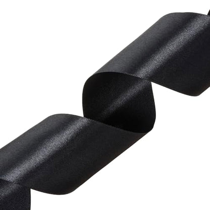 2 Inch Black Solid Satin Ribbon for Gift Wrapping