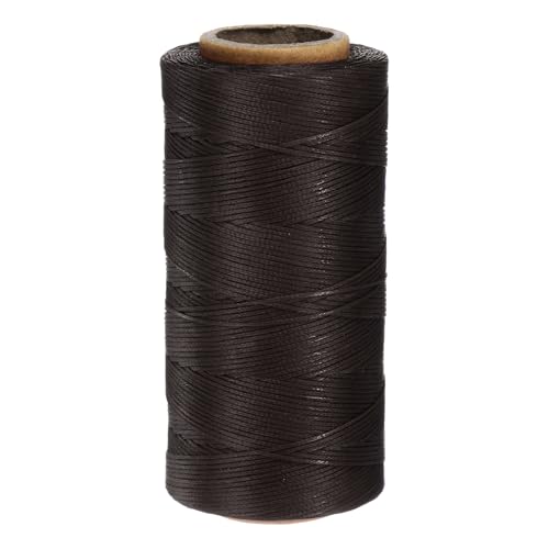 150D 0.8mm Flat Waxed Thread 284 Yards Polyester Leather Sewing Waxed String Hand Stitching Waxed Cord for Leather Stitching Sewing Bookbinding DIY Craft Dark Brown