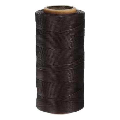 150D 0.8mm Flat Waxed Thread 284 Yards Polyester Leather Sewing Waxed String Hand Stitching Waxed Cord for Leather Stitching Sewing Bookbinding DIY Craft Dark Brown