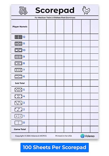 Mexican Train and Chicken Foot Dominoes Score Pad