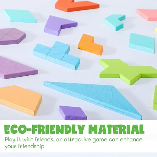 3 Pack Large Wooden Blocks Puzzles Hexagon Tangram Puzzle Wooden Russian Brain Puzzles for Adult Challenge Teasers Geometric Jigsaw Logic Iq STEM Educational Gift Graduation (3 Count)
