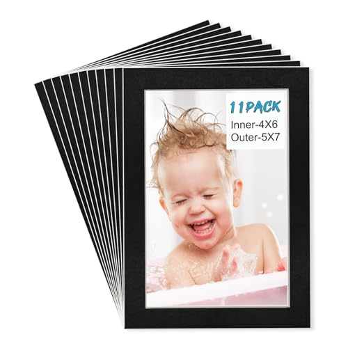 5x7 Black Picture Mats Pack of 11