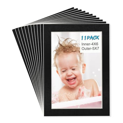 5x7 Black Picture Mats Pack of 11