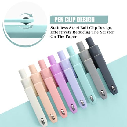 Gel Pens 8 Pcs 0.5mm Quick Dry Black Ink Pens Fine Point Journal Pens Smooth Writing Pens