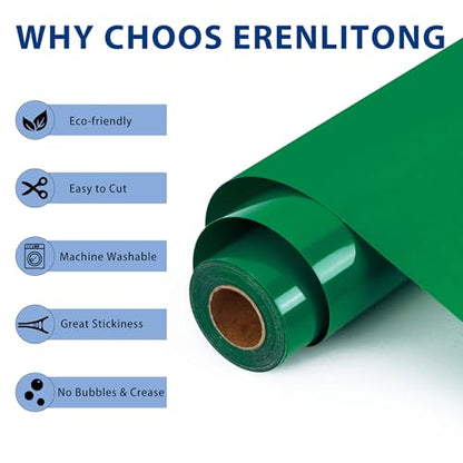 RENLITONG Green Iron on Vinyl 12Inch by 50ft Roll Heat Transfer Vinyl for T